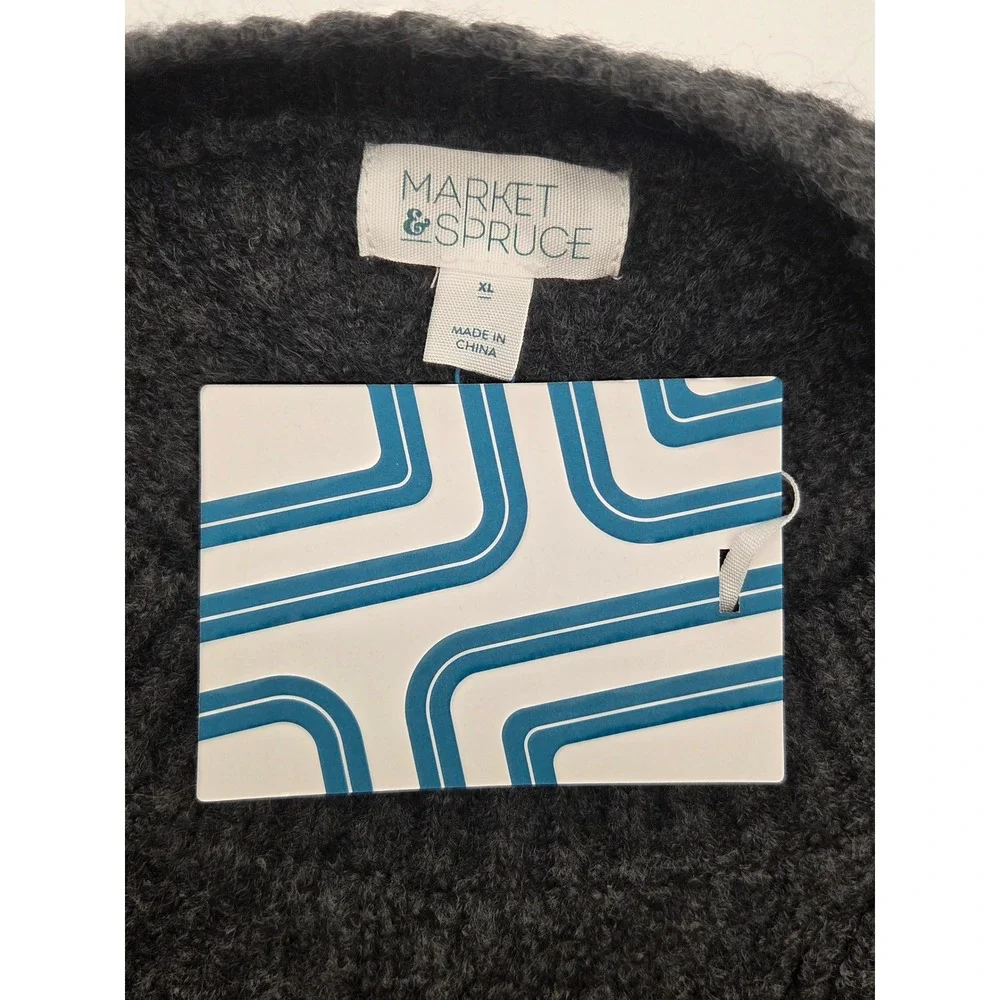 Market & Spruce Women's XL Charcoal Gray Knit Crewneck Sweater NWT 101-784